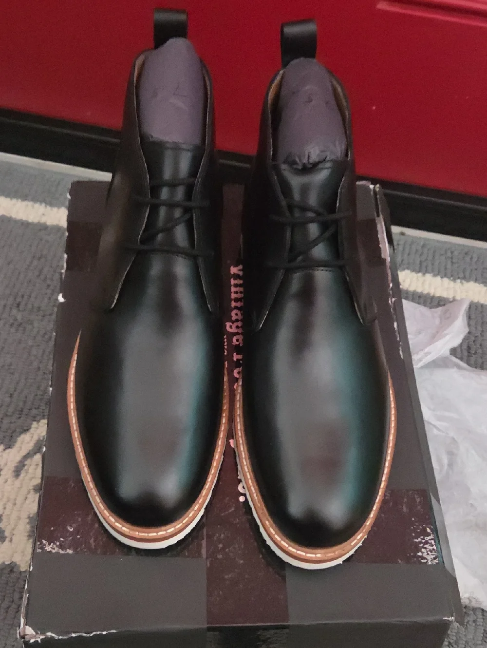 Vintage Foundry Co. Lewis Black Leather Chukka Boots - Sleek Lace-Up Design 7.5